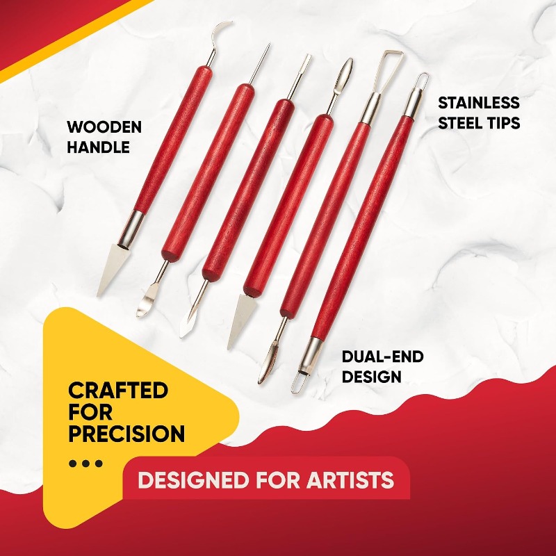 6PCS Sculpting Pottery Clay To - Wood Chisel Set 评论和价格
